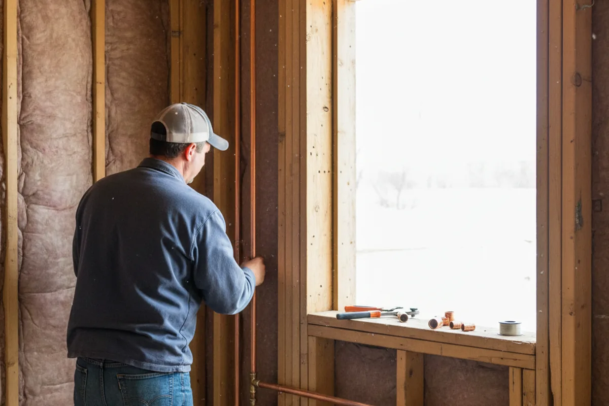 Licensed plumber running new copper supply lines in a Carmel home