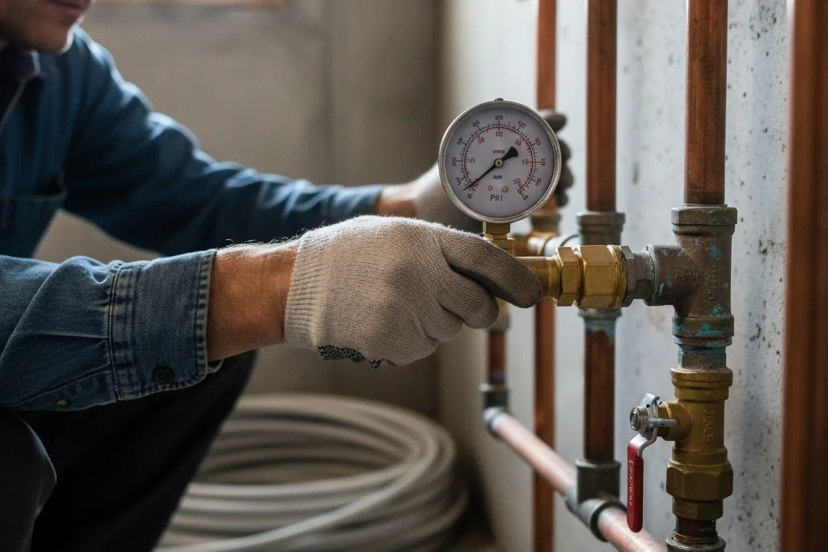 Pressure testing a repaired line during Water Line Repair in Carmel